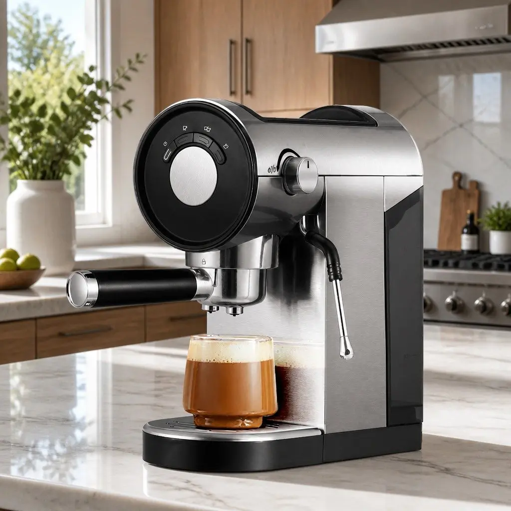Espresso Coffee Machine 20 Bar Pressure Instant Heat Milk Frother Silver