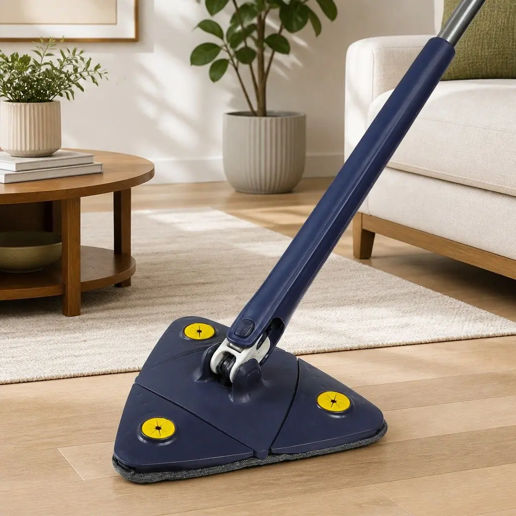 Cleaning Mop Dry Wet Triangle Rotatable Head Microfibre Cloth Hard Floors