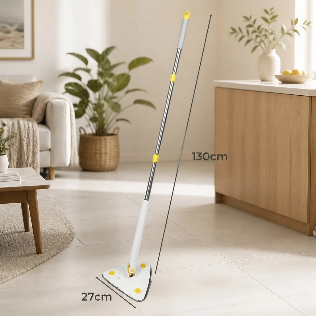 Cleaning Mop 360 Degree Rotatable Microfibre Cloths for Hard Floors White