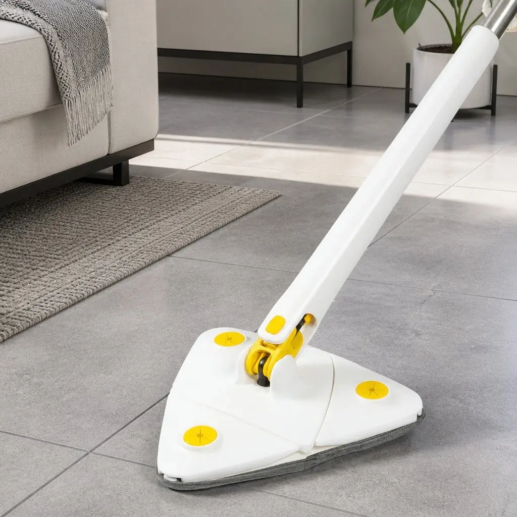 Cleaning Mop 360 Degree Rotatable Microfibre Cloths for Hard Floors White