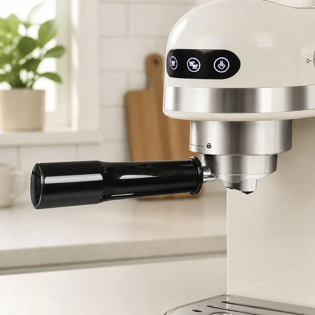 Espresso Coffee Maker Machine Touch Screen Adjustable Steam Wand Stainless Steel Milk White