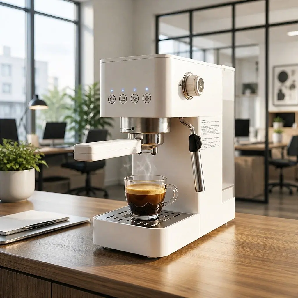 Espresso Coffee Machine 20 Bar Pump Milk Frother 1350W White