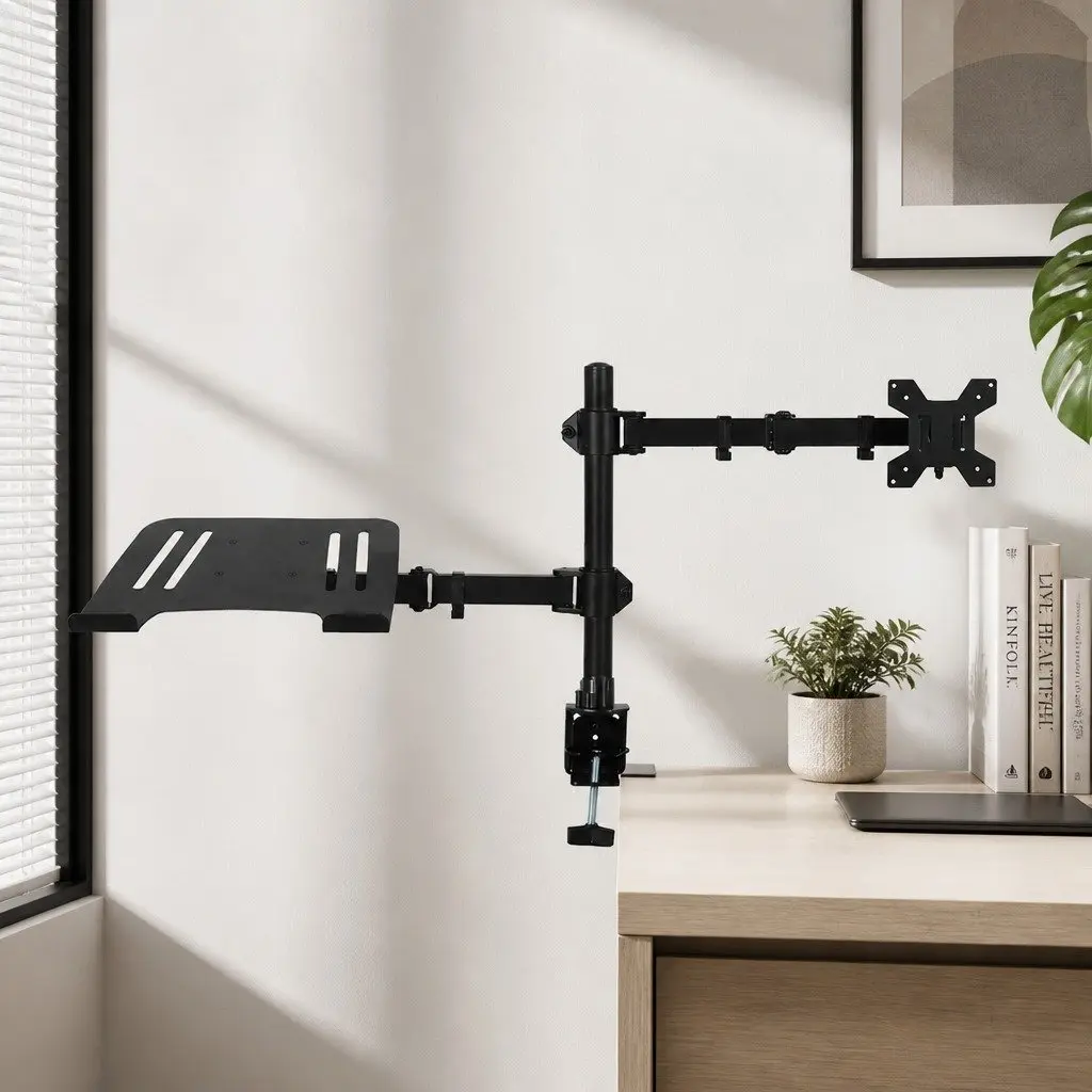 Monitor Stand Arm Desk Mount Dual Arm Laptop Display Adjustable Height Swivel