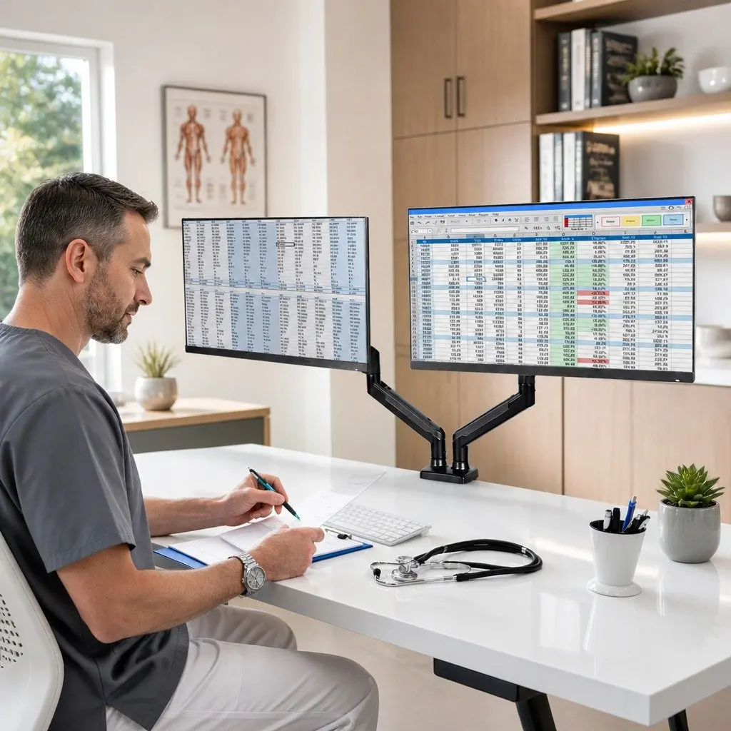 Dual Monitor Arm Stand Adjustable Ergonomic Desk Mount 13"-32" Black