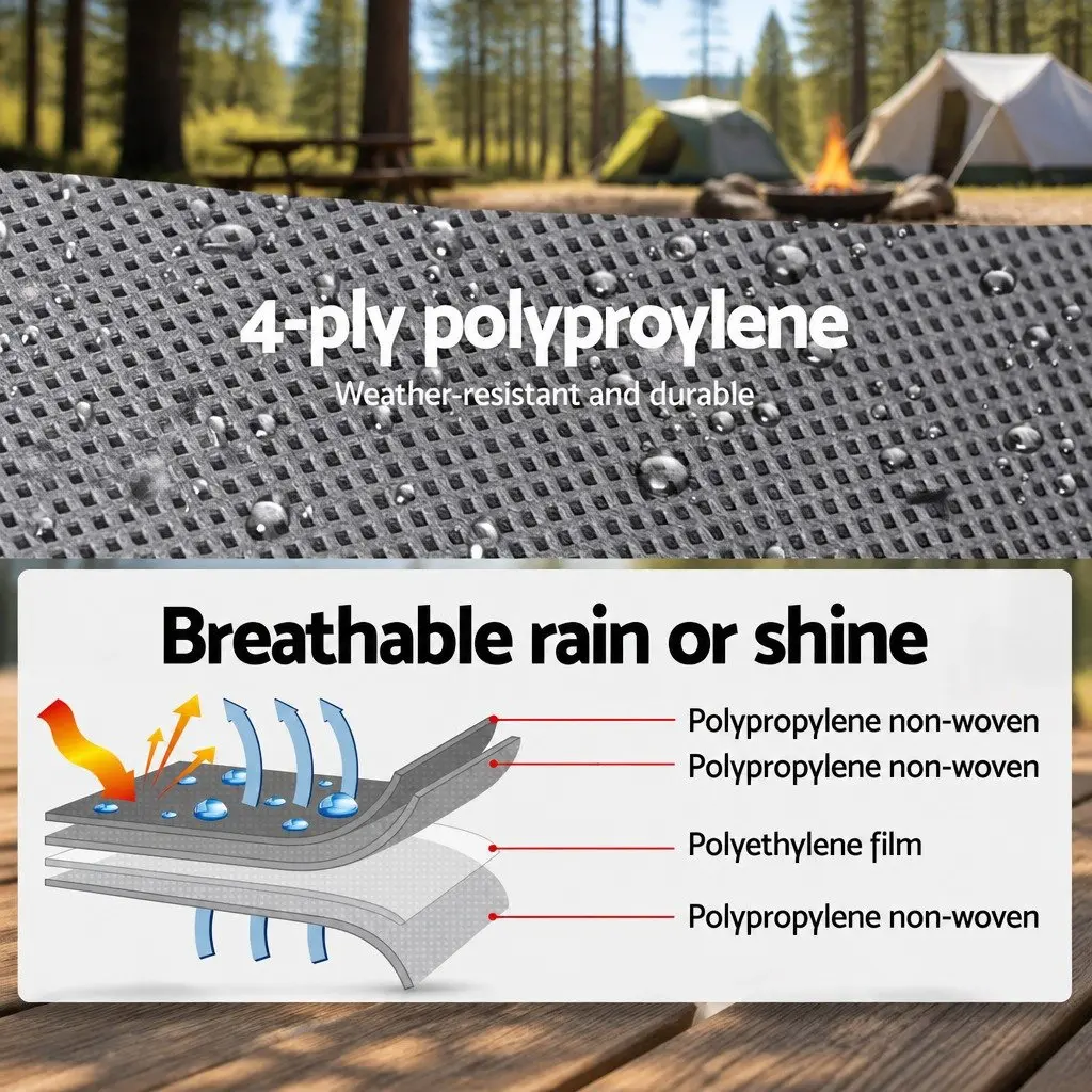 Caravan Cover Waterproof UV Protection 16-18ft 4 Layer Polypropylene Grey
