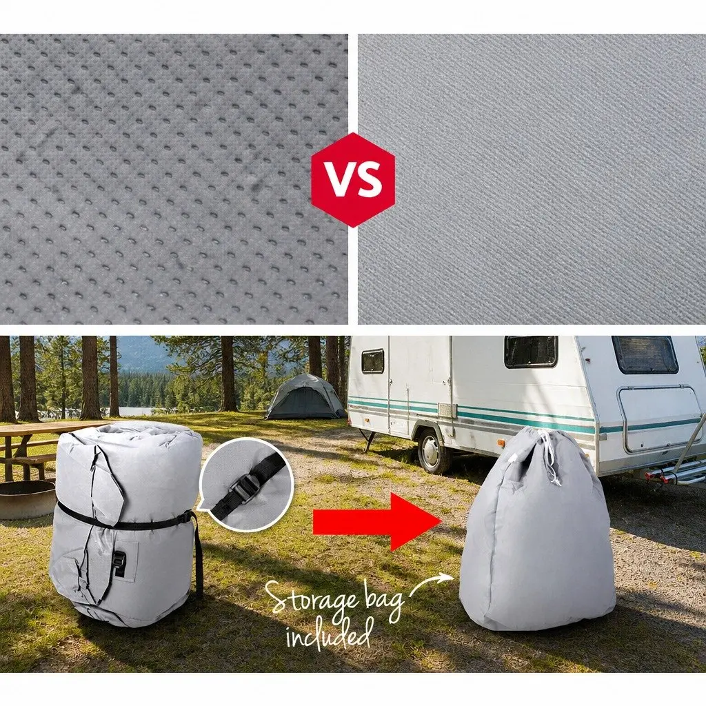Caravan Cover Waterproof UV Protection 16-18ft 4 Layer Polypropylene Grey