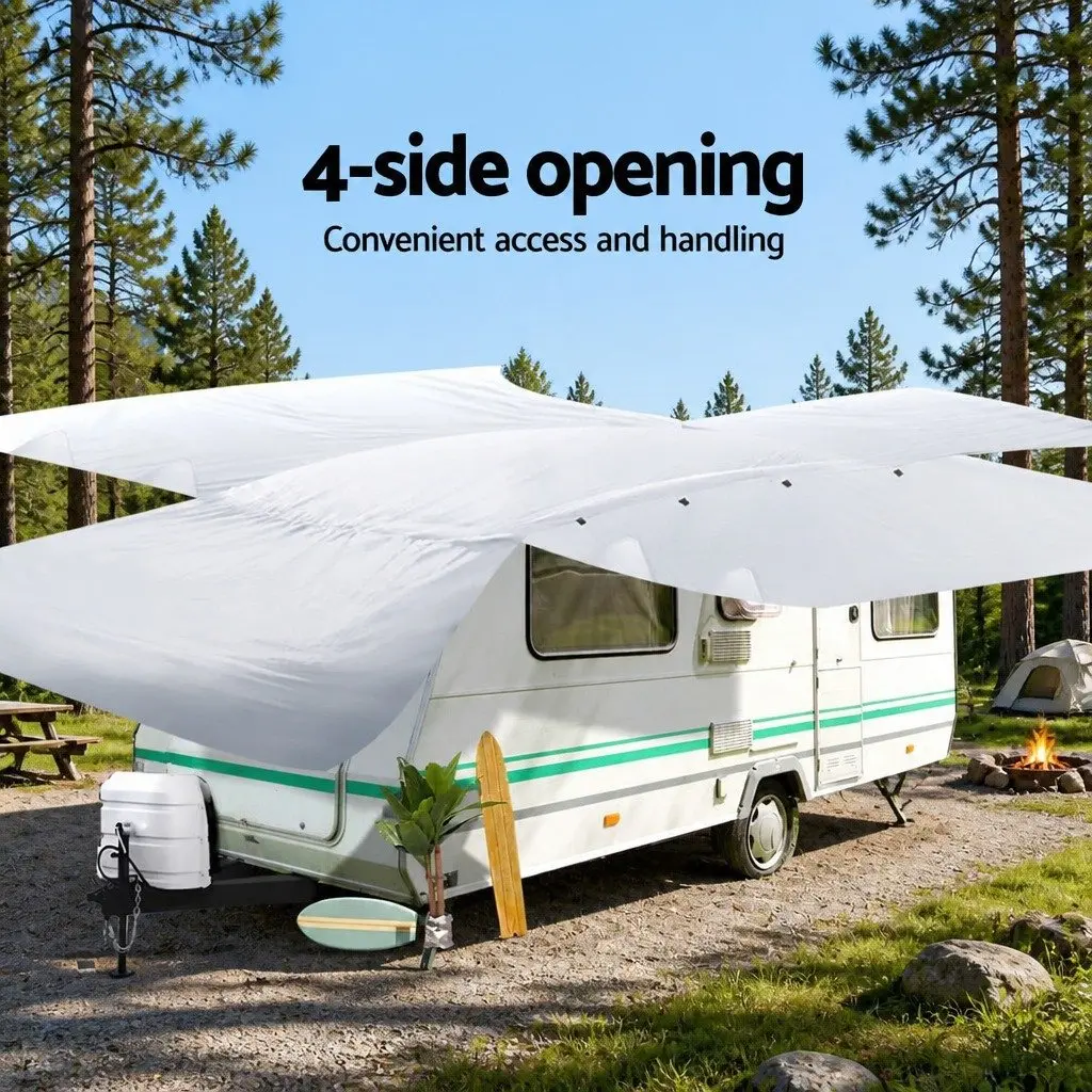 Caravan Cover Waterproof UV Protection 16-18ft 4 Layer Polypropylene Grey