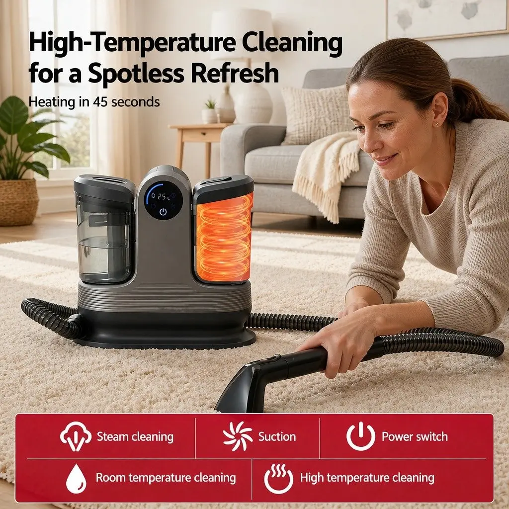 Carpet Washer Handheld Vacuum Cleaner 1700W 11kPa Rapid Heating Black