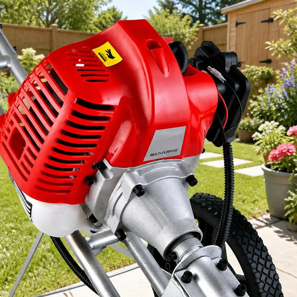 52cc Petrol Brush Cutter 3-in-1 Wheeled Trimmer Red 2-Stroke