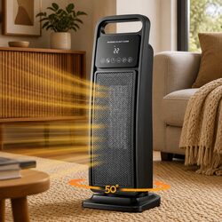 Ceramic Tower Heater Electric Space Heater Indoor Oscillating Portable Black