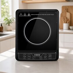 Induction Cooktop 30cm Single Burner Portable Electric Cooker Black Glass 2000W