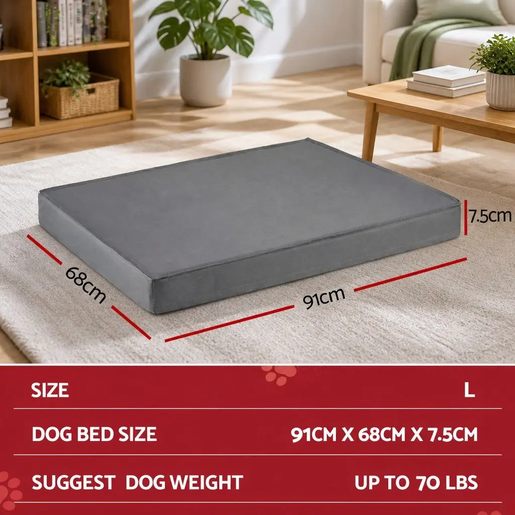 Orthopedic Dog Bed Water-resistant Egg Crate Foam Large Grey 91x68cm