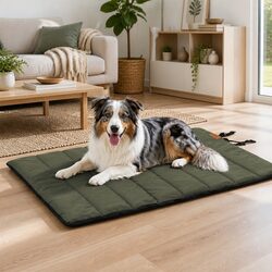 Outdoor Dog Bed Large Water-Resistant Washable Foldable Travel Mat Green Black