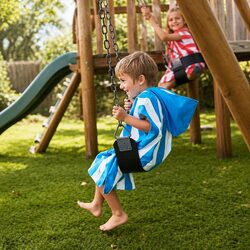 Kids Hooded Poncho Towel Quick Dry Beach Cover Small 4-7 Years with Pouch