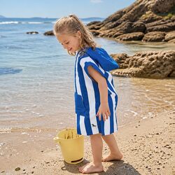 Kids Hooded Poncho Towel Quick Dry Beach Cover Swim Changing Robe M 8-10 Years
