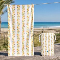 Kids Beach Towel Quick Dry Compact Lightweight Sand Free Pool Rainbow Child Size