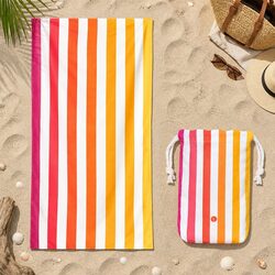 Large Beach Towel Quick Dry Striped Pattern Travel Compact Lightweight Absorbent