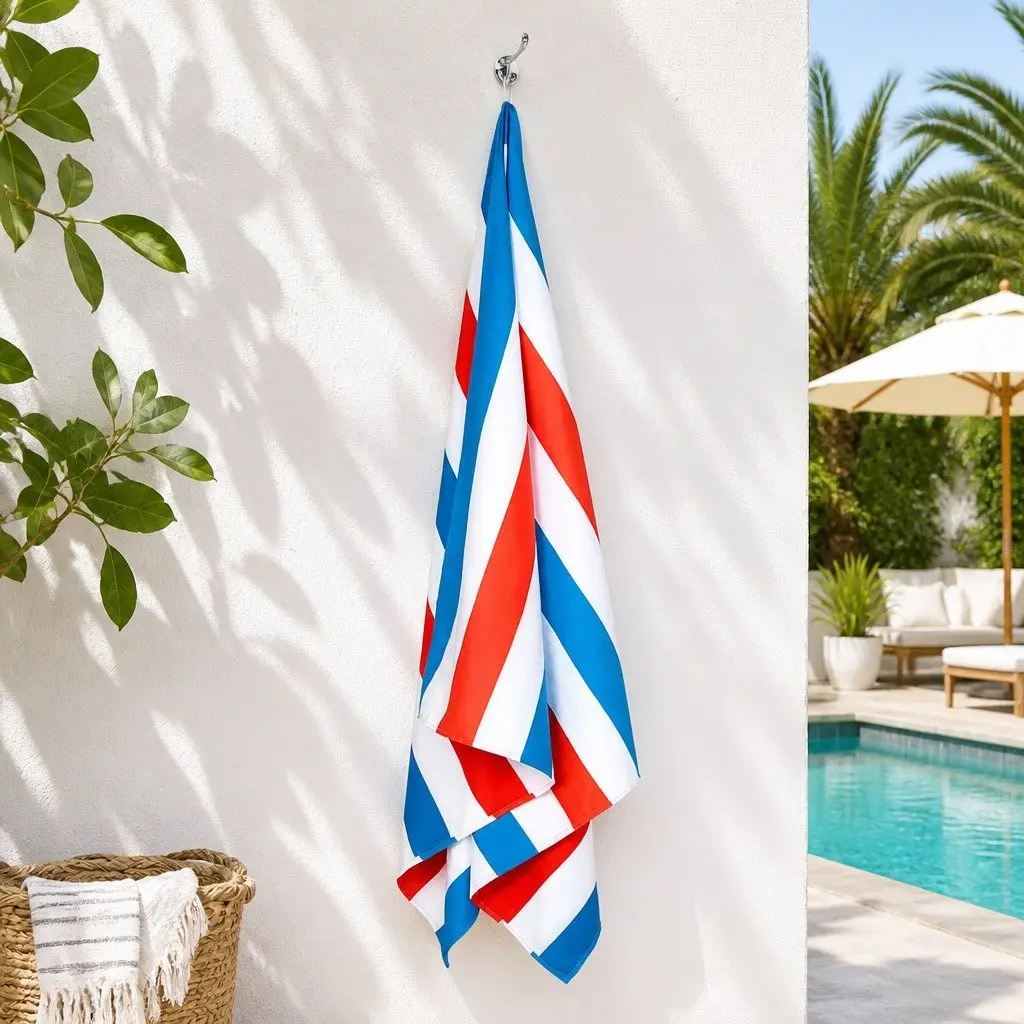 Extra Large Quick Dry Beach Towel Lightweight Compact Striped Cabana Pattern