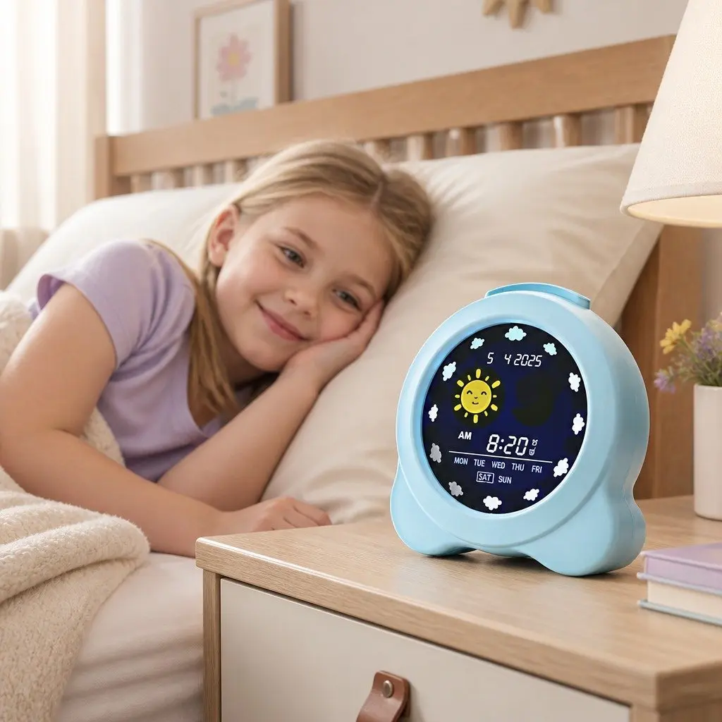 Digital Day Clock Calendar Alarm LCD Display 3.8 Inch Blue