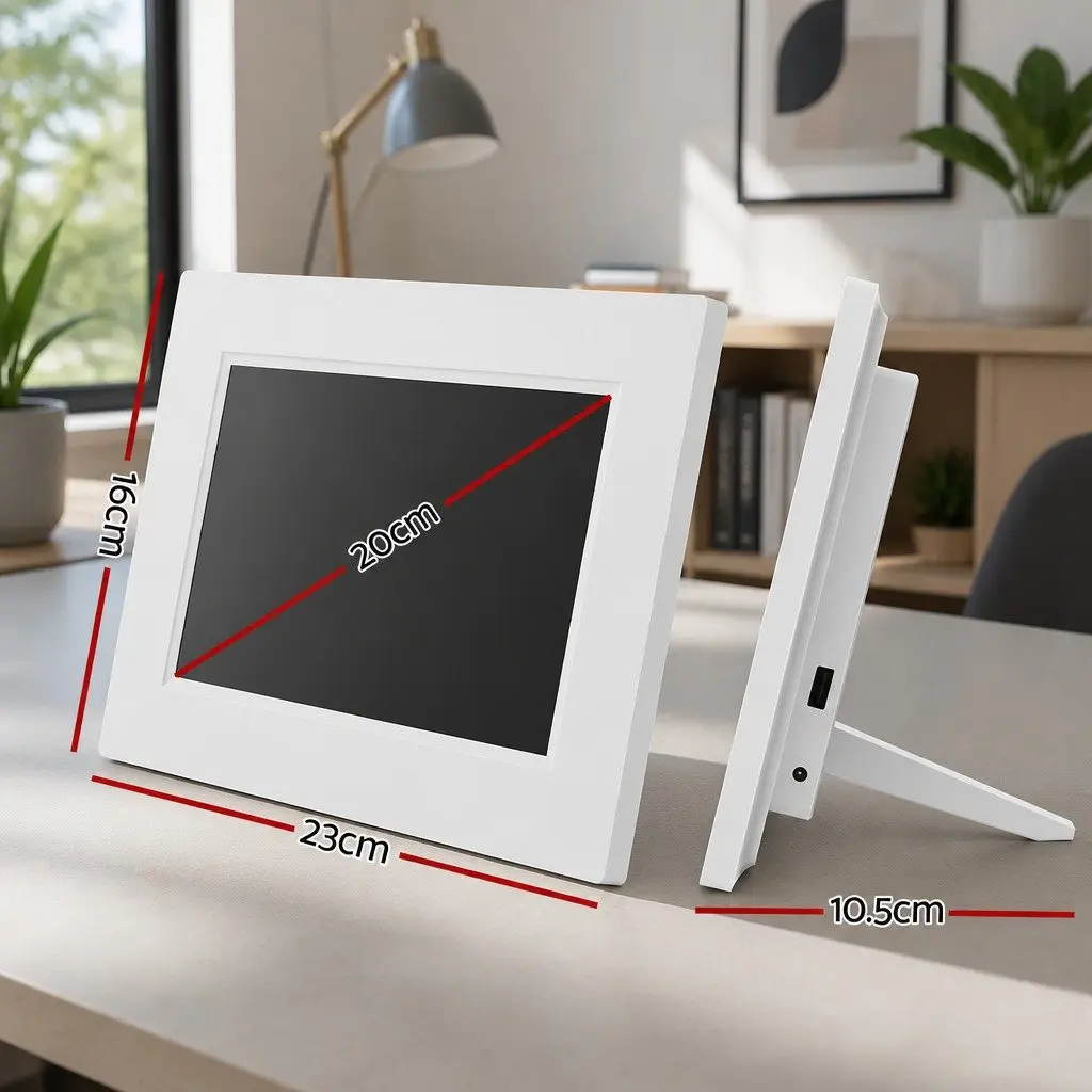 Digital Day Clock Large Display 8 Inch LCD Desk Wall Mount White