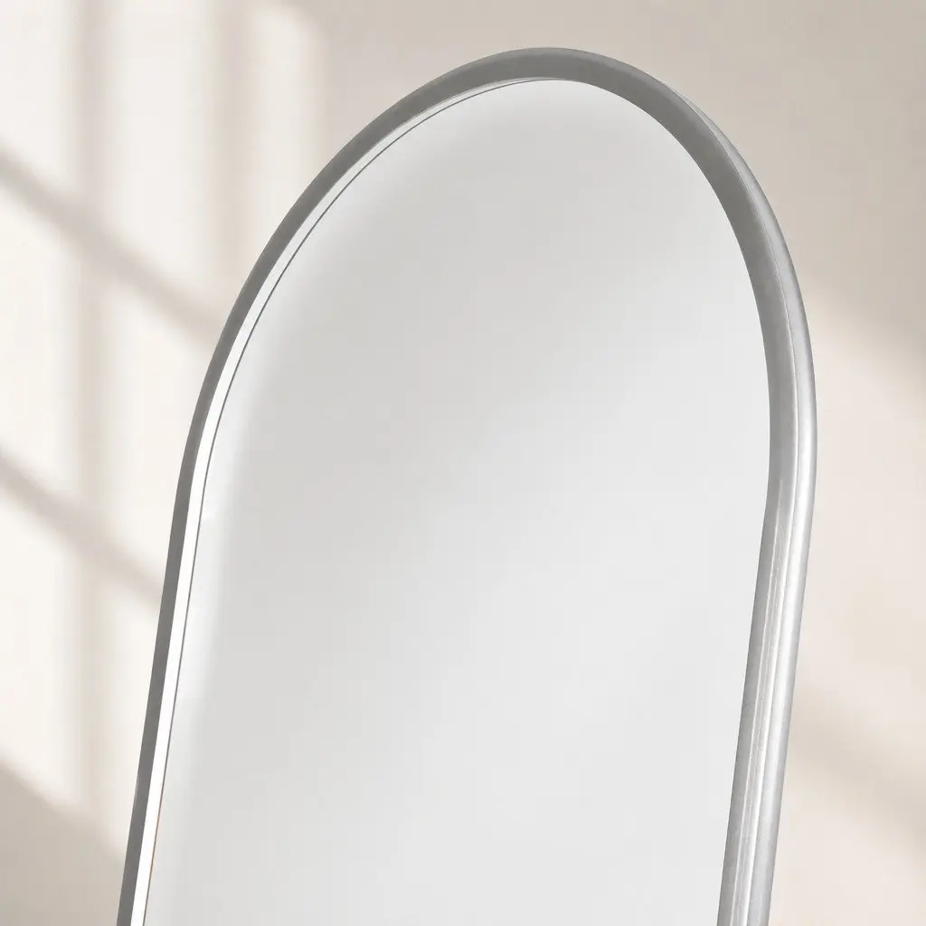 Full Length Arch Mirror Adjustable Angle 165cm Silver Aluminium Alloy Frame