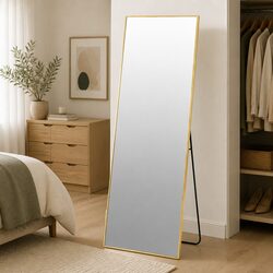 Full Length Mirror 165x60cm Rectangular Standing Floor Wall Leaning Gold Frame