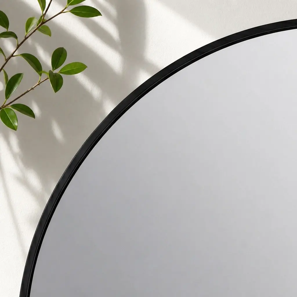 Round Wall Mirror 60cm Black Frame HD Glass Anti-explosion