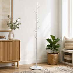 Coat Rack Stand Hat Hanger Tree Branch Design White Eight Hook Storage