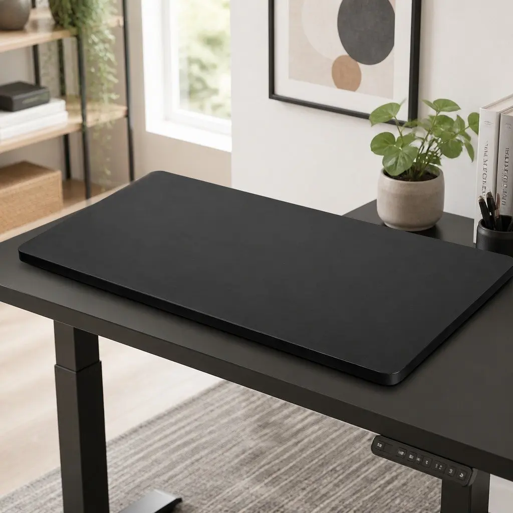 Desktop Table Top MDF Veneer 120x60cm Black Office Workstation Surface Motorised