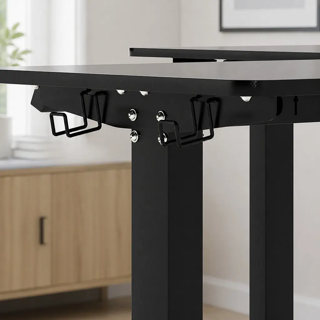Electric Standing Desk Motorised Height Adjustable 72cm to 112cm Black E0 Grade Chipboard and Steel Frame