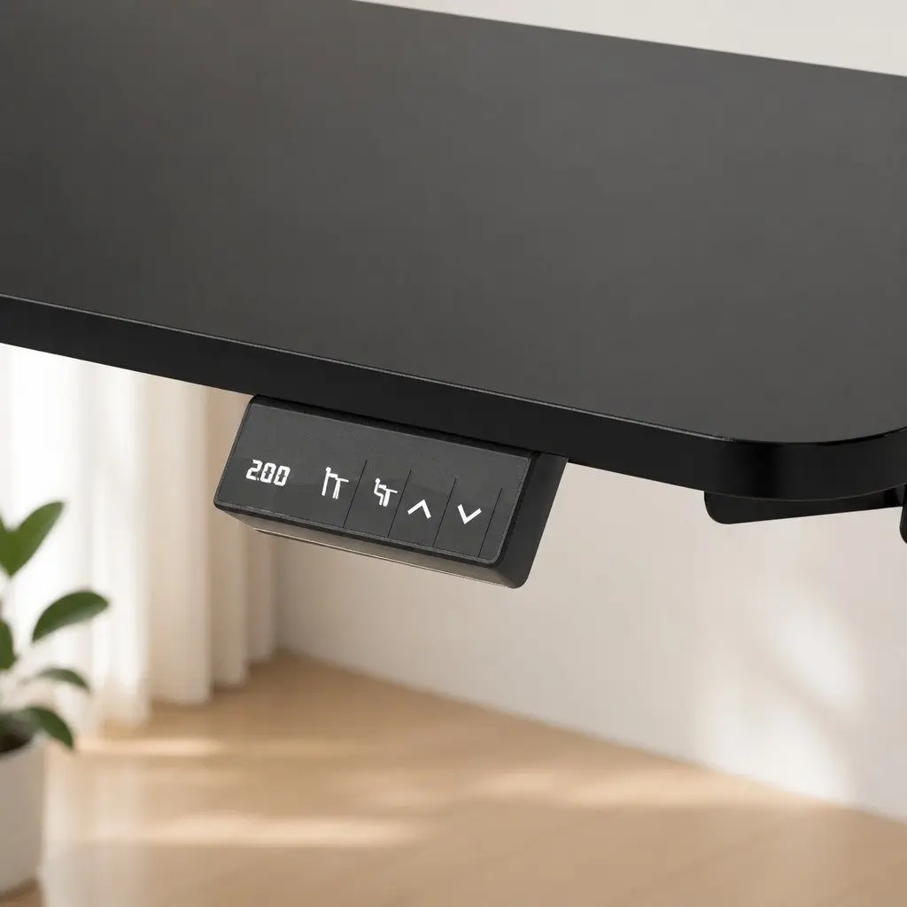 Electric Standing Desk Motorised Height Adjustable 72cm to 112cm Black E0 Grade Chipboard and Steel Frame