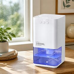 Portable Dehumidifier 1400ML Water Tank Quiet Sleep Mode Timer Bedroom White