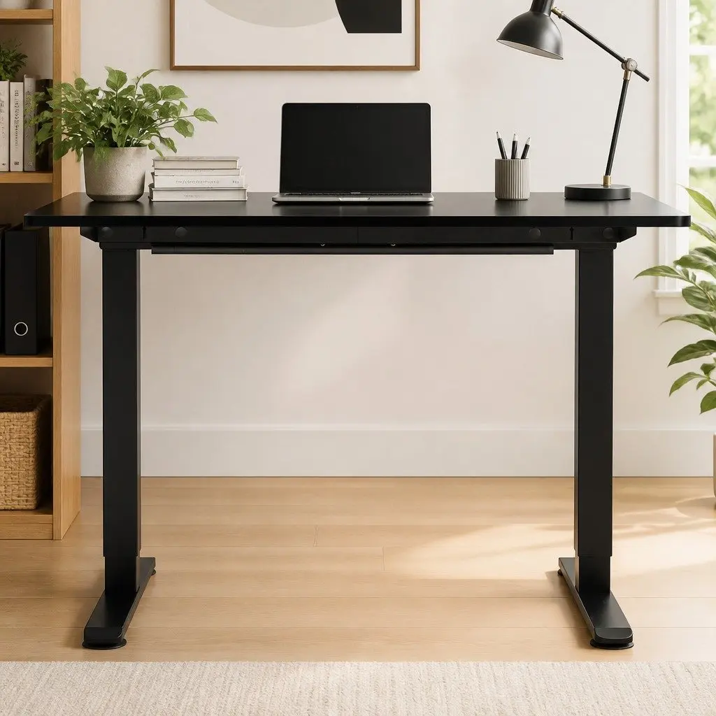 Motorised Standing Desk Adjustable 120cm x 60cm Black Electric Height Sit Stand