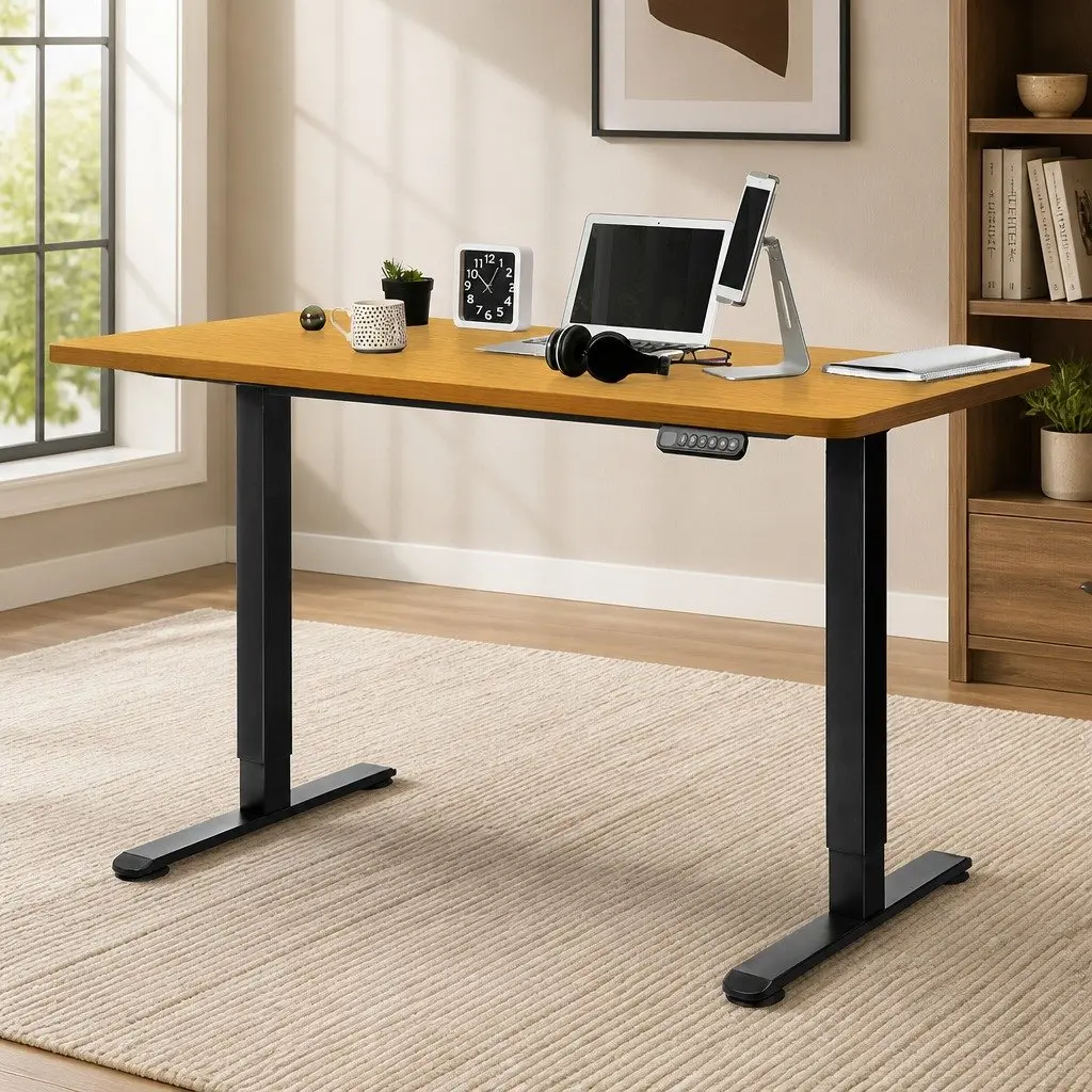 Motorised Standing Desk Adjustable 120cm Natural Desktop Electric Height Sit