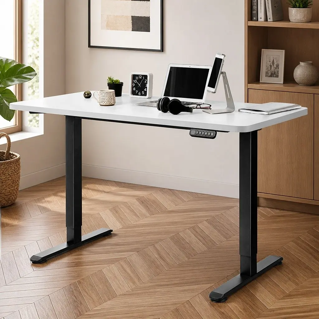 Motorised Standing Desk Adjustable Electric 120cm White Height Frame Home Office