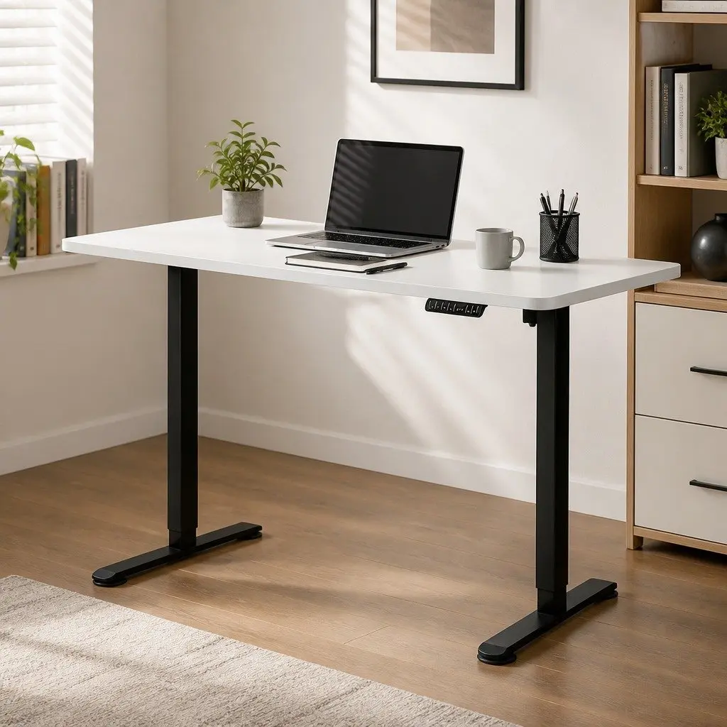 Motorised Standing Desk Height Adjustable Electric Frame 120cm White Office
