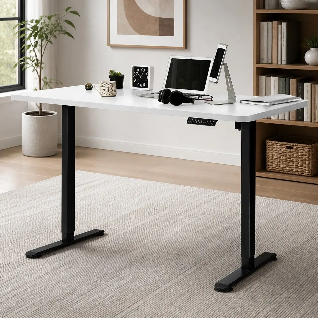 Motorised Standing Desk Height Adjustable Electric Frame 120cm White Office