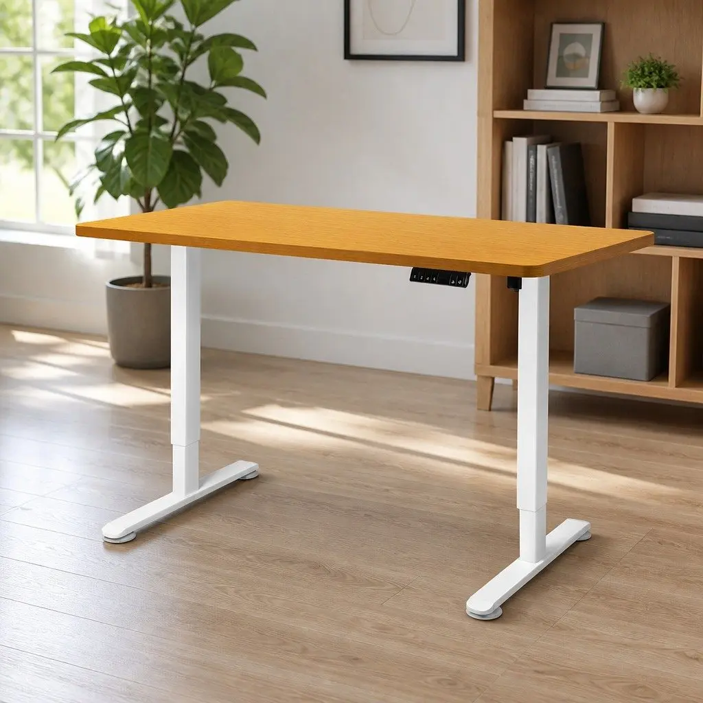 Motorised Standing Desk Frame Height Adjustable 120cm Natural Desktop Electric