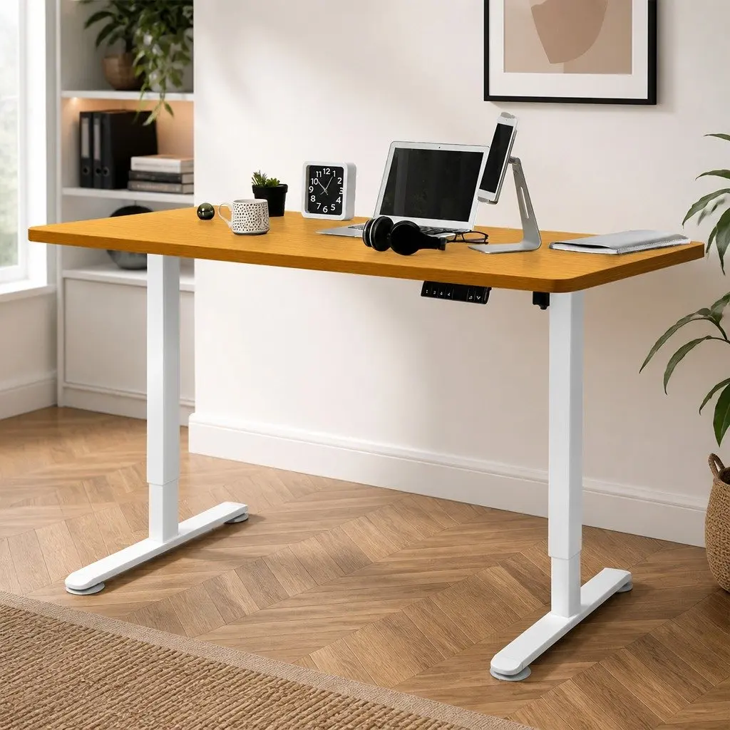 Motorised Standing Desk Frame Height Adjustable 120cm Natural Desktop Electric