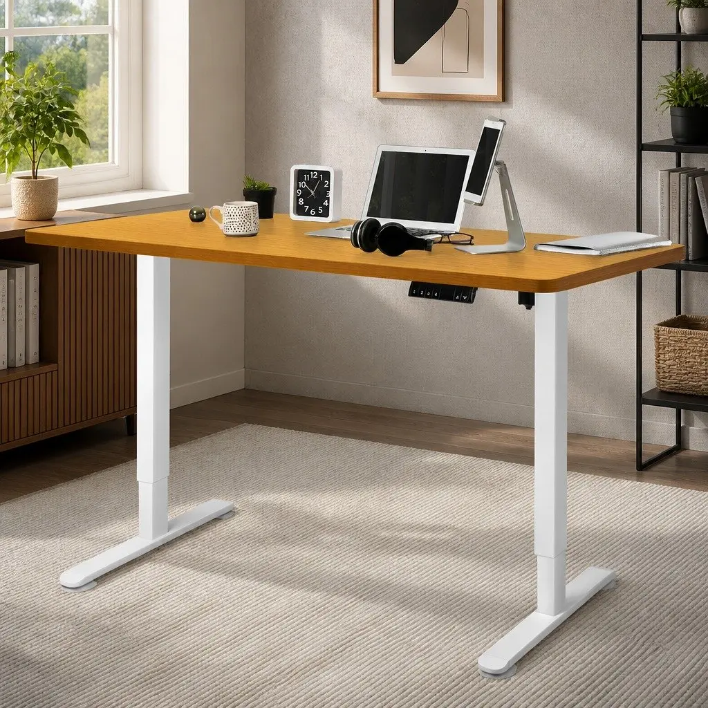 Motorised Standing Desk Frame Height Adjustable 120cm Natural Desktop Electric