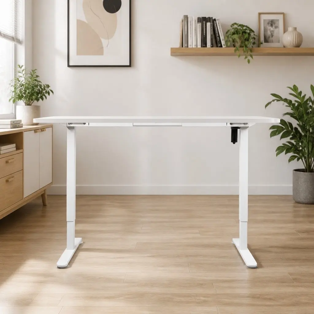 Motorised Standing Desk Height Adjustable Frame 120cm White Electric Office