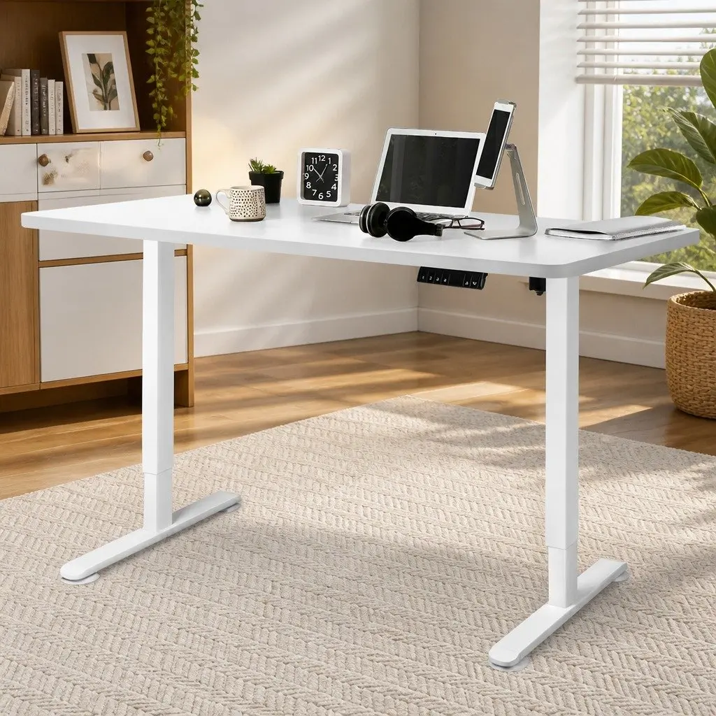 Motorised Standing Desk Height Adjustable Frame 120cm White Electric Office