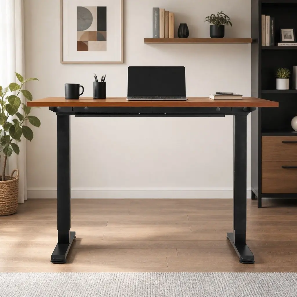 Motorised Standing Desk Adjustable Height 140cm Natural Desktop Electric Office