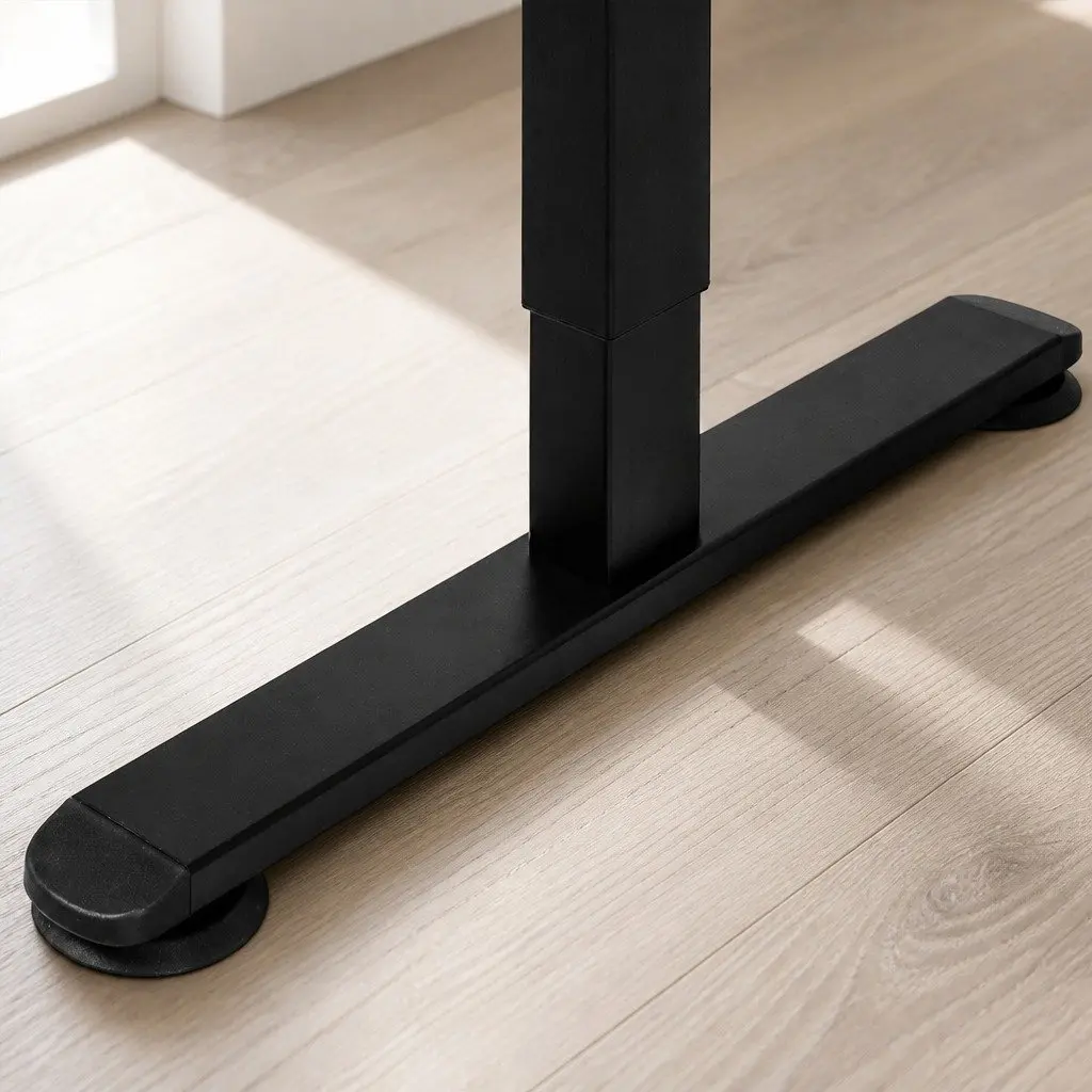 Motorised Standing Desk Adjustable Height 140cm Walnut Desktop Electric Office