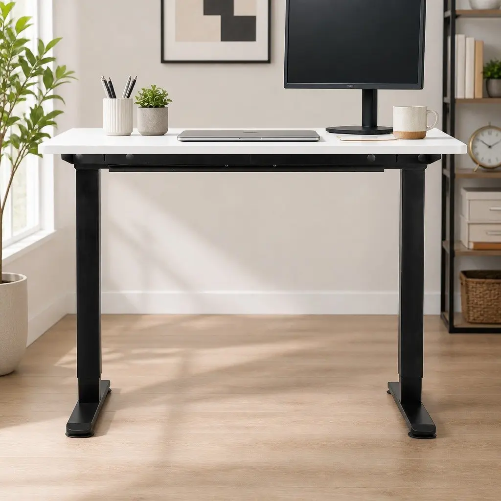 Motorised Standing Desk Adjustable Height Electric Frame 140cm White Office