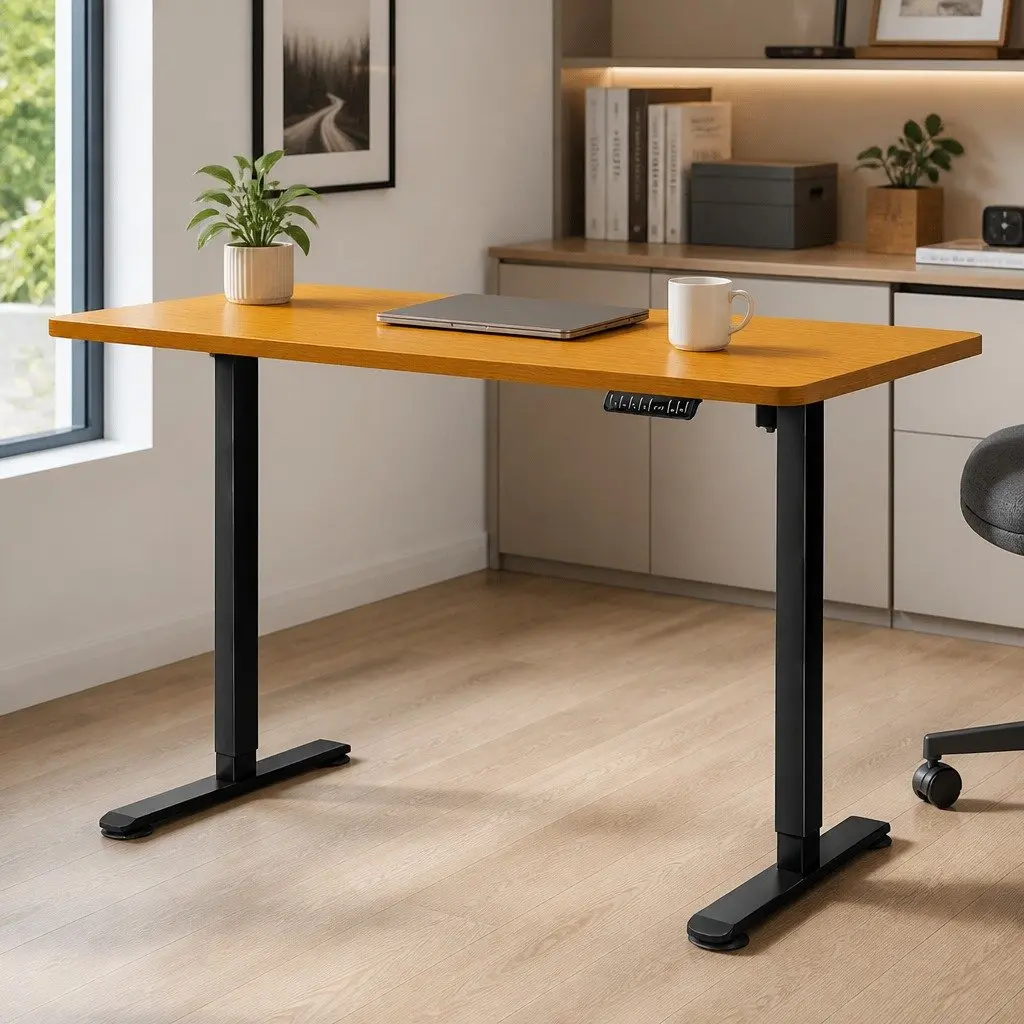 Motorised Standing Desk Adjustable 140cm Natural Desktop Electric Height Office