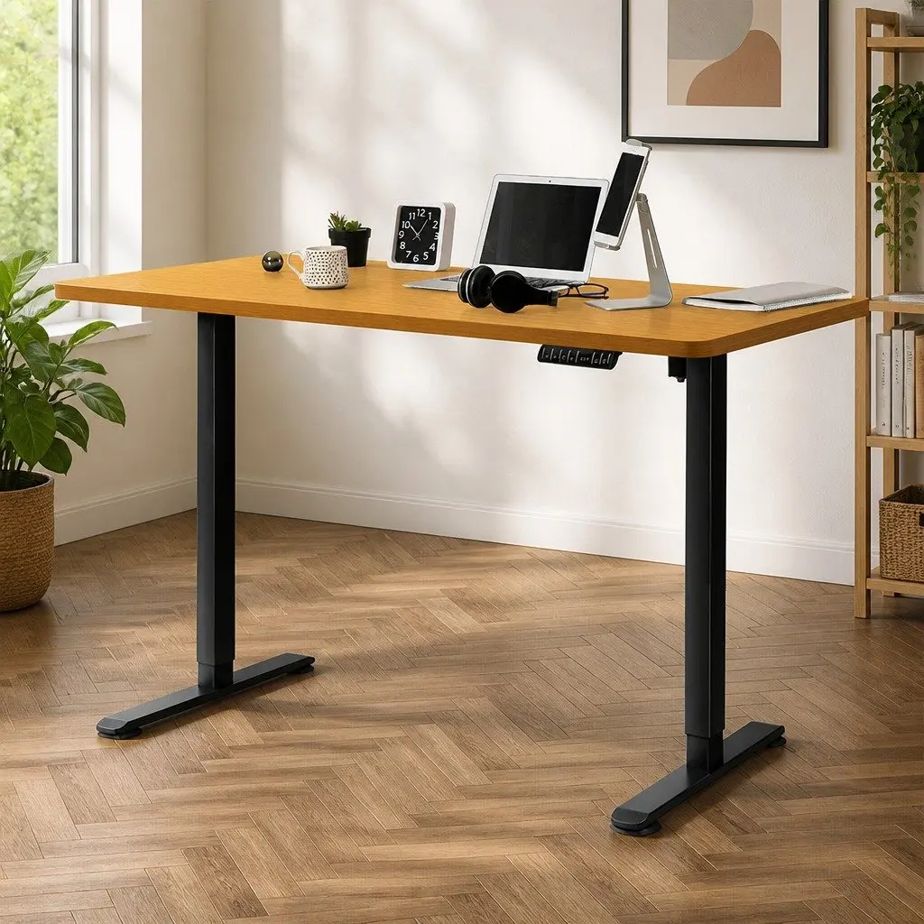 Motorised Standing Desk Adjustable 140cm Natural Desktop Electric Height Office