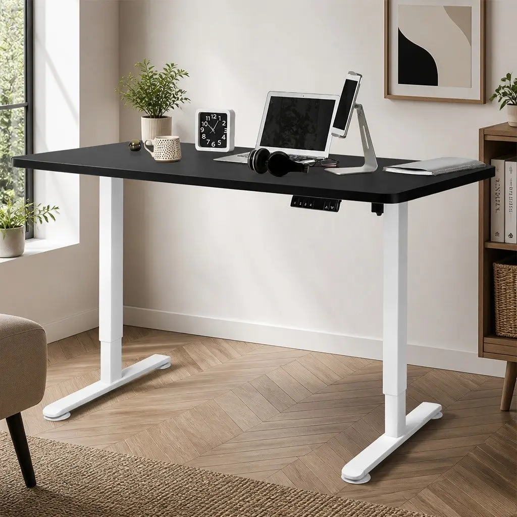 Motorised Standing Desk Adjustable Height Electric Frame 140cm Black Office