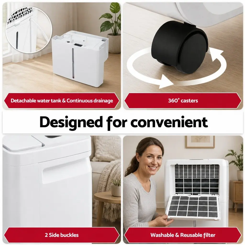 Dehumidifier 16L/Day Portable Air Dryer Moisture Absorber 5.5L Tank White