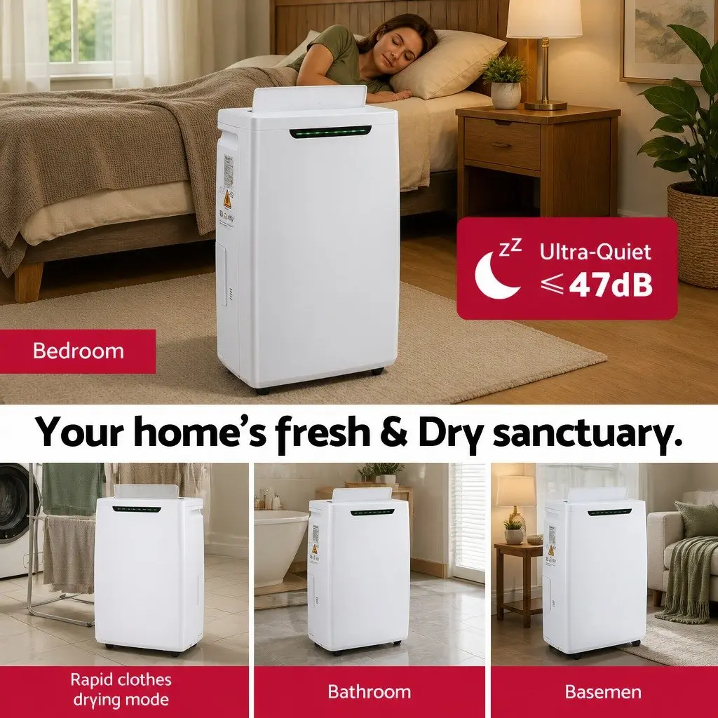 Dehumidifier 16L/Day Portable Air Dryer Moisture Absorber 5.5L Tank White